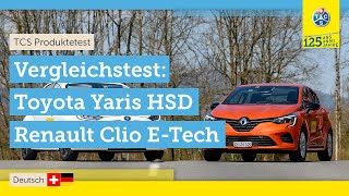 HybridKleinwagen im Vergleich  Toyota Yaris HSD vs Renault Clio ETech 2021 [upl. by Drape868]