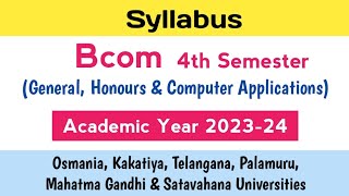 Bcom 4th Sem Subjects 2024  bcom computers Subjects  bcom General Subjects  bcom honours  OU KU [upl. by Colette]