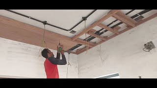 प्लाईवुड में फॉल सीलिंग कैसे बनाते  How to install wooden false ceiling [upl. by Nytsud]