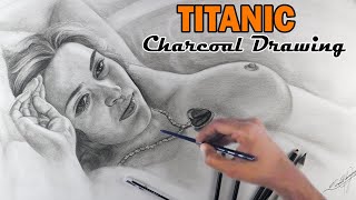 Titanic Rose Drawing  Kate Winslet Charcoal Drawing Tutorial  Titanic Movie Rose Sketch titanic [upl. by Silvanus363]