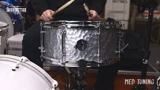 Pork Pie 14x65quot Hammered Steel Snare Drum [upl. by Oinotnaesoj]