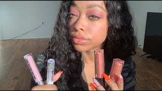 ASMR  UP CLOSE Lipgloss application  mouth sounds  slight inaudible [upl. by Aerda]