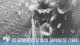 Aerial Footage US Dive Bombers Attack Japanese Warships 1944  War Archives [upl. by Ecilayram407]