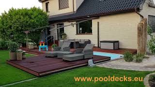 Pooldecks aus Kärnten begehbare Terrasse fahrbar Motor möglich Preiswert selber bauen [upl. by Nadeau439]