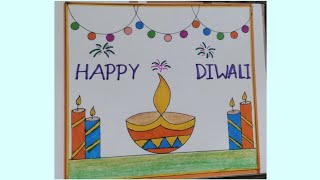 Diwali DrawingDiwali Drawing EasyHappy Diwali DrawingDiwali Festival DrawingDiwali Diya [upl. by Piderit]