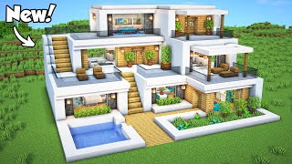 Minecraft How to Build a Modern House Tutorial Easy to follow 45  Interior in Description [upl. by Ingram115]