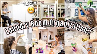 BUDGET LAUNDRY ROOM ORGANIZATION 2023  DOLLAR TREE ORGANIZING IDEAS  DECLUTTERING [upl. by Lashondra]