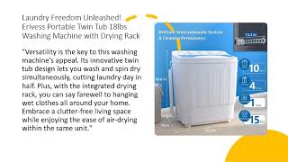 Laundry Freedom Unleashed Erivess Portable Twin Tub 18lbs Washing Machine with Drying Rack [upl. by Nallid]