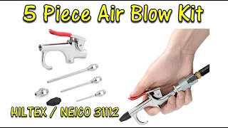 Neiko  Hiltex Air Blow Gun Set w 5 Interchangeable Nozzles amp OverSized Trigger 31112 [upl. by Nohsav]