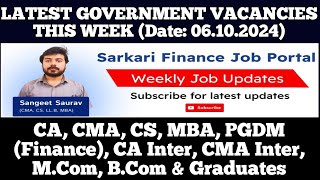 Latest Govt PSU Jobs Update 061024  CA CMA CS MBA CA Inter CMA Inter MCom BCom Graduate [upl. by Nahtanoj324]