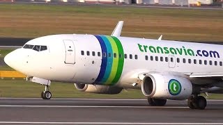 Transavia Airlines Boeing 7377K2 PHXRY landing and sundown takeoff at Berlin Tegel airport [upl. by Chet937]