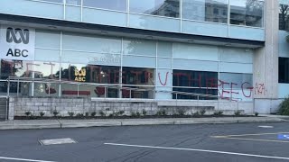 ABC Canberra office vandalised with proPalestine graffiti [upl. by Herrera600]