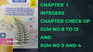 Oxford New Enjoying Mathematics Class 7 Chapter Check up word Problem on integers Sum 8 to sum 20 [upl. by Aissat]