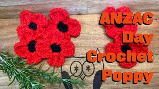 Easy ANZAC Day Craft  Crochet Poppy [upl. by Hayifas]