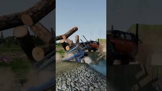 Wooden Truck Falling In water Pit beamngdrive [upl. by Eanerb]