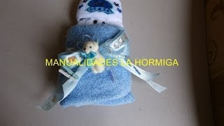 Como Hacer Bebe Tela ToallaRecordatorio Baby ShowersManualidadeslahormiga [upl. by Crispin]