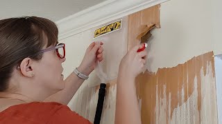 How to Remove STUBBORN Wallpaper Easy StepbyStep [upl. by Airrotal]