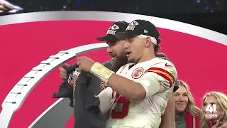 Chiefs take podium to celebrate AFC Championship [upl. by Kcitrap]