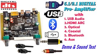 Digital Preamplifier 5121 Decoder with HDMI Optical Coaxial Bluetooth Aux DAC amp USB Review [upl. by Salkin]