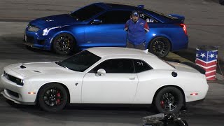 Cadillac CTSV vs Hellcat and vs Demon [upl. by Noteek303]