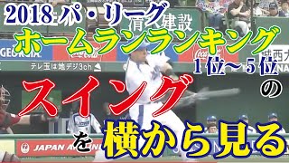 2018年版 パ・リーグ ホームランランキング上位5名のスイングを横から見る（スロー映像あり） [upl. by Akeinahs482]