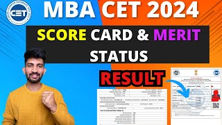 MBA CET Score Card and Merit Status 2024  MBA CET Results 2024 [upl. by Ellata]