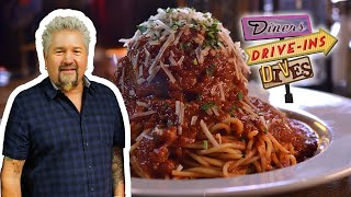 Guy Fieri Eats a 10OZ MEATBALL amp Chicken Parm in Utah  Diners DriveIns and Dives  Food Network [upl. by Scherle688]