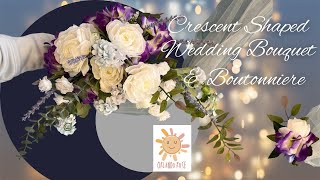 Crescent Shaped Wedding Bouquet and Boutonnières  diy  wedding  weddingflowers [upl. by Oiratno]