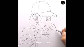 girl sketch drawing with mobileface drawingYouTube short video [upl. by Deloria16]