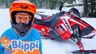 Blippis Red Snowmobile  SUPER FAST  Blippi Full Episodes  Vehicle Videos for Kids  Blippi Toys [upl. by Remmus]