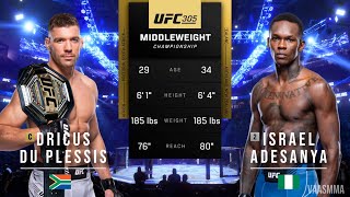 DRICUS DU PLESSIS VS ISRAEL ADESANYA FULL FIGHT UFC 305 [upl. by Fasta379]