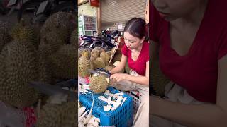 Unboxing Thai Lady Cutting Durian in Bangkok Thai Street Food [upl. by Yelrahc]