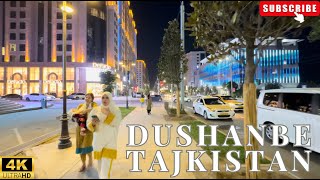 Tajikistan Dushanbe city night walking tour 4k [upl. by Ulrich]