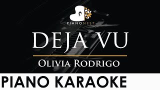 Olivia Rodrigo  deja vu  Piano Karaoke Instrumental Cover with Lyrics [upl. by Ariaes]