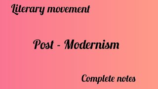 Post Modernism as a Literary movement [upl. by Josh]