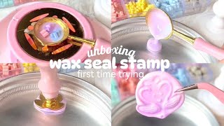 ☁️ unboxing wax seal stamp kit from TEMU 🍓  first time trying [upl. by Gerrald]