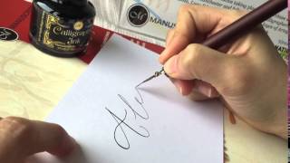 Calligraphy by Artsynibs with Manuscript dip pen natstatweek calliyourname [upl. by Oicafinob]