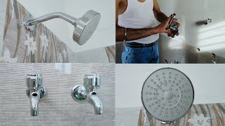 How To Install Bathroom Water tap and shower fitting process [upl. by Refinney]