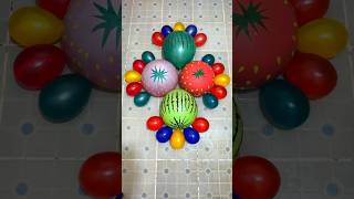 Create Beautiful Water Colorful By Big Watermelon Strawberry and 20 Mini Balloons Pop Reverse ASMR [upl. by Nonek107]