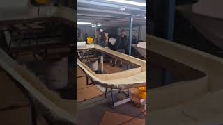 laminating the gunwale ring boatbuilding boatbuilder oceanfisher oceanribs [upl. by Cestar]