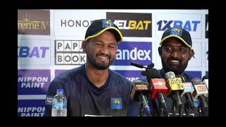 Dimuth Karunaratne and Prabath Jayasuriya addressing the media after winning the 1st Test vs Ireland [upl. by Fellows819]