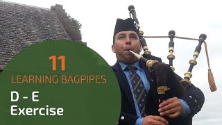 Highland Bagpipe Lesson 11  D  E Exercise [upl. by Eluj]