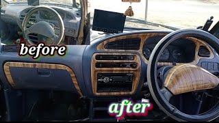 Car dashboard wrapping with wooden vinyl car interior decoration Cuore car dashboard tapping [upl. by Rothstein]