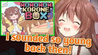 Korone Very Excited By Her Own Voice and References in WOWOWOW KORONE BOX Hololive [upl. by Webb]