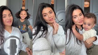 Kylie Jenner Doing her Makeup with her babies Stormi amp Aire [upl. by Egidio]