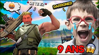 1vs1 contre un GAMIN RAGEUX de 9 ans sur FORTNITE  Il se fait daronned [upl. by Oirretno]