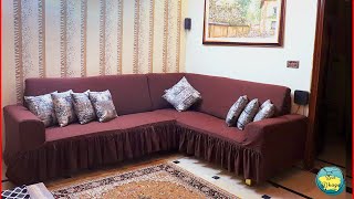 Perfect Fitted Sofa Cover Cutting amp Stitching  Elegant Corner Sofa Cover Making [upl. by Beaufort]