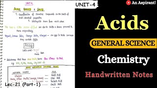 ChemistryACIDS  Chapter 4Acids Bases Salts  Lec21 Part1  General Science [upl. by Weld471]