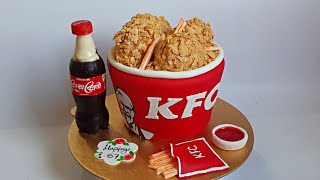 KFC theme cake decoration tutorial  কেএফসি থিম কেক ডেকোরেশন টিউটোরিয়াল। [upl. by Natlus]