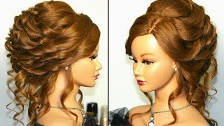 Romantic bridal wedding hairstyle for long hair Tutorial [upl. by Anayt]